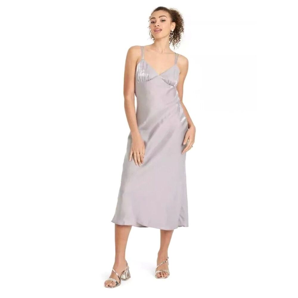 Wild Fable Women's Iridescent Maxi Slip Dress- Gray- Small